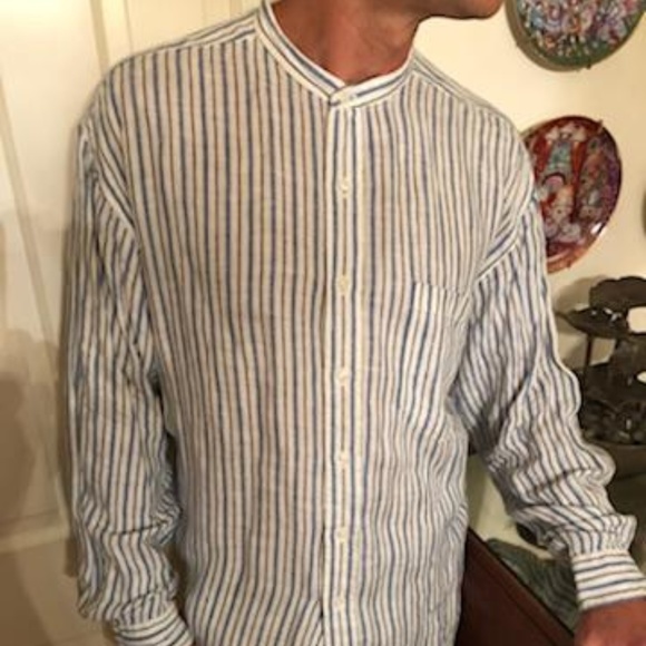 collarless ralph lauren shirt